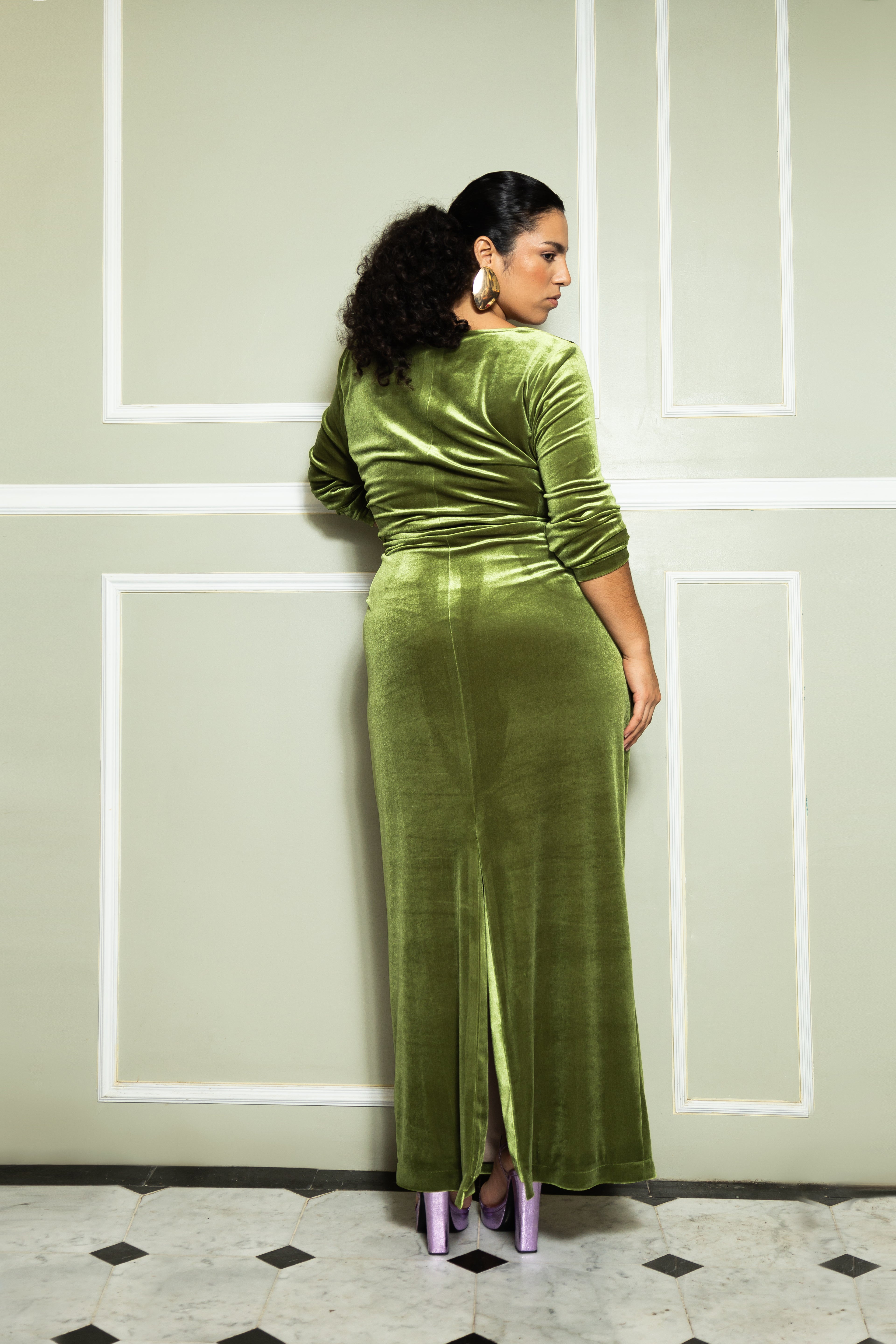 Vestido de terciopelo stretch con forro