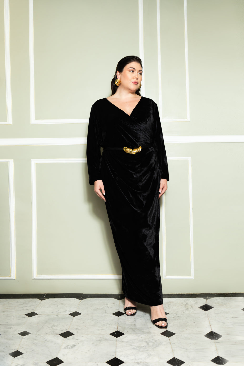 Vestido de terciopelo stretch con forro