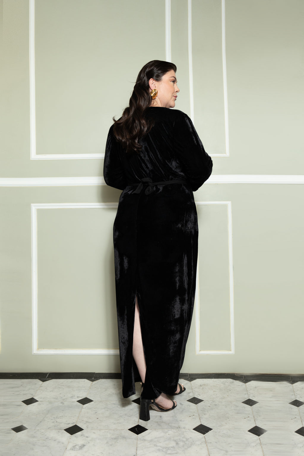 Vestido de terciopelo stretch con forro