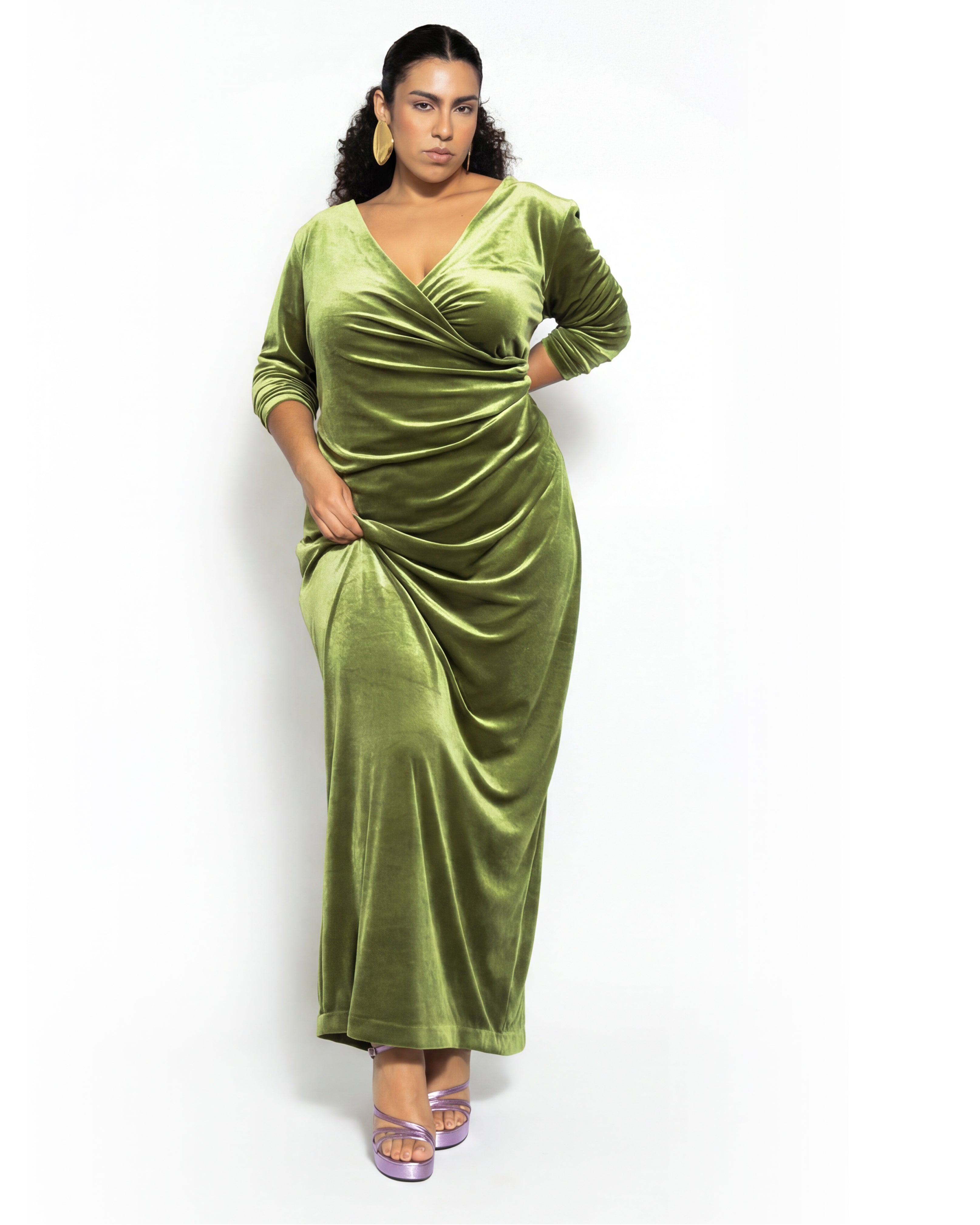 Vestido de terciopelo stretch con forro